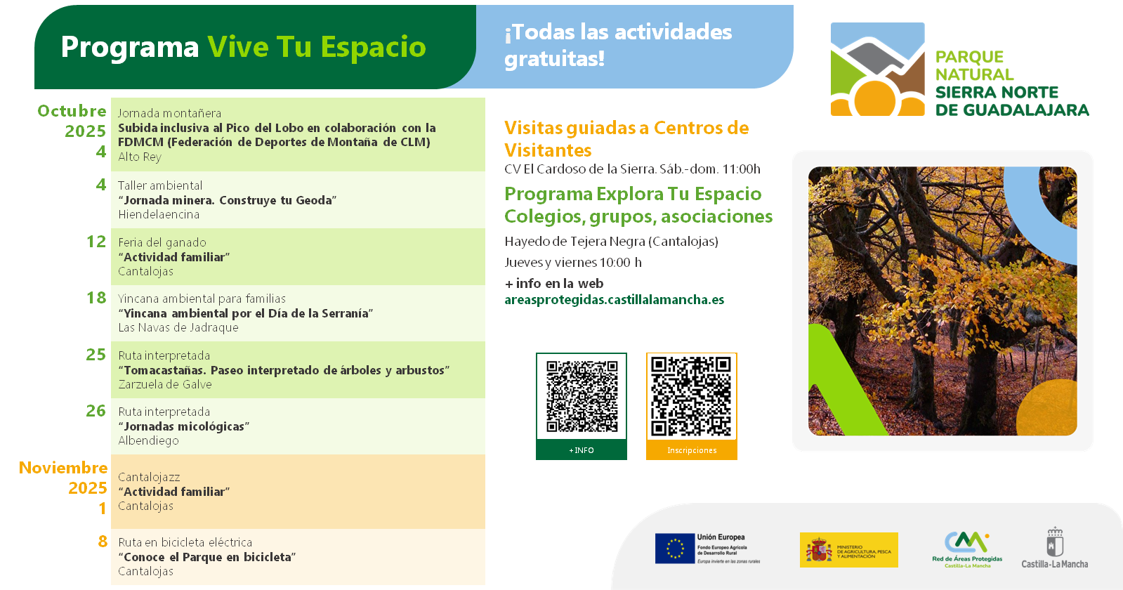 Programa Vive Tu Espacio Octubre y Noviembre 2025